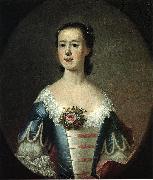 Jeremiah Theus Portrait of Mrs oil on canvas